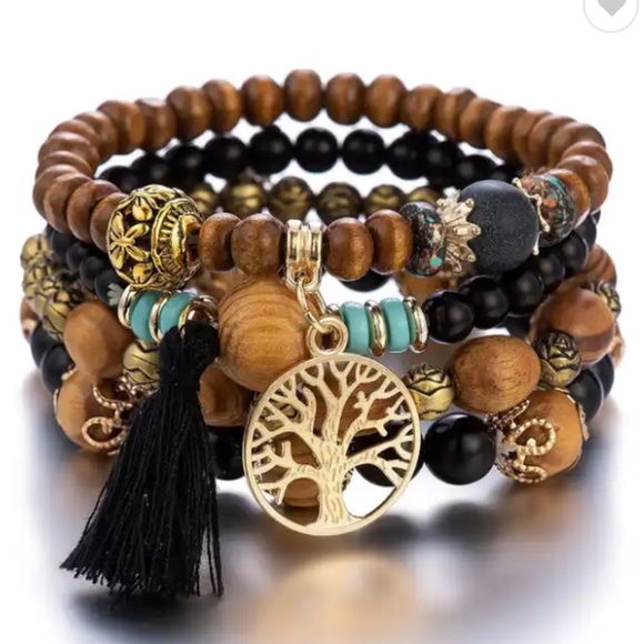 Boho Tree of Life Multi Strand Bracelet Southwest Boho Beads - Picture 1 of 2